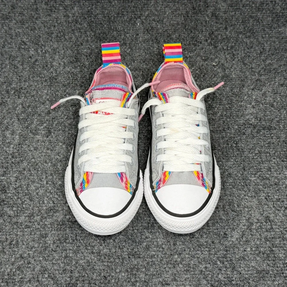 Converse All‎ Star Sneakers Girl's 11 Wolf Grey Rainbow Double Upper Retro Shoes